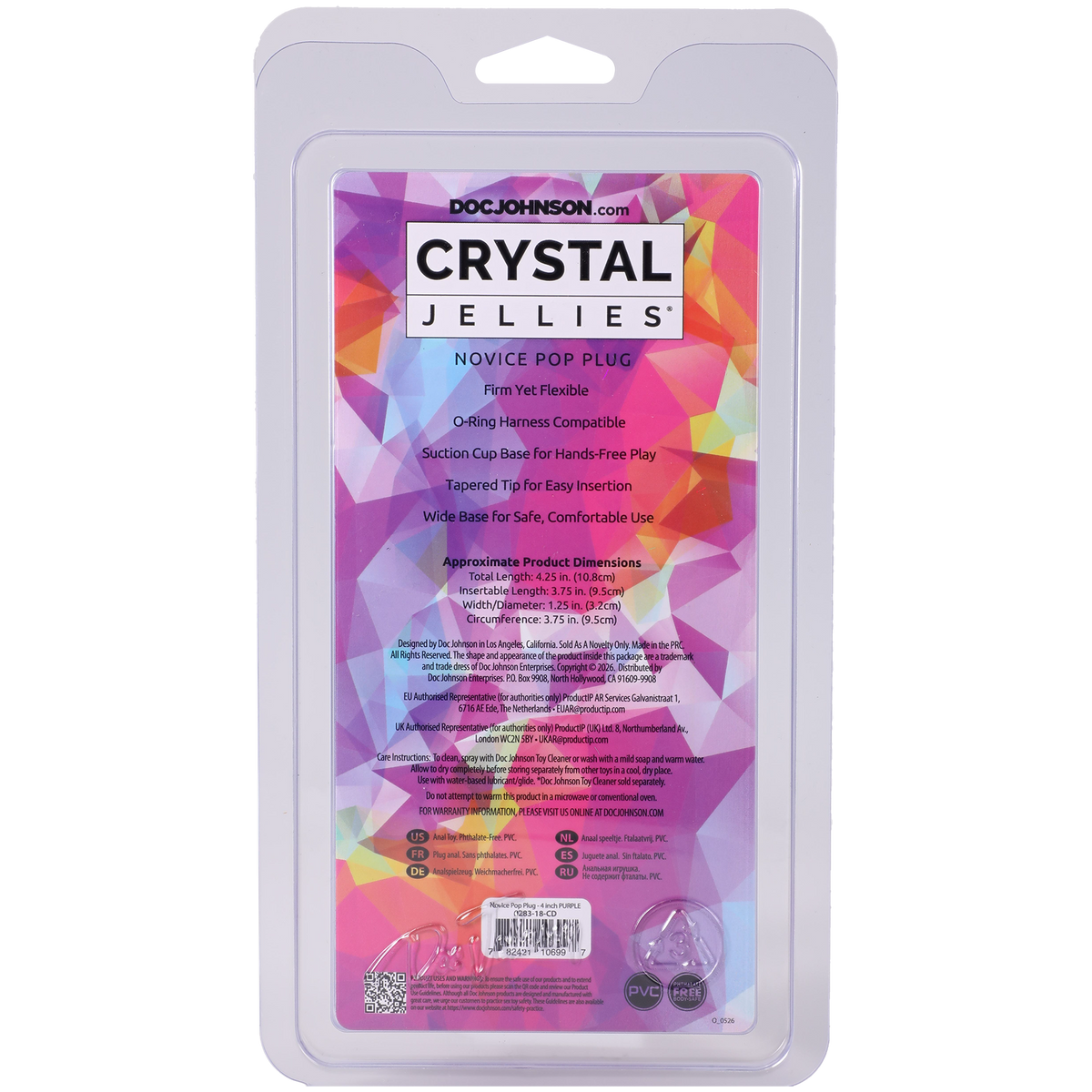 Crystal Jellies - Novice Pop Plug - 4 Inch Purple