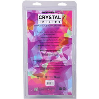 Crystal Jellies - Curved Realistic Cock With Balls - 8 Inch Teal