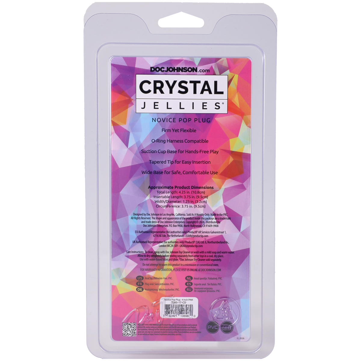 Crystal Jellies - Novice Pop Plug - 4 Inch Pink
