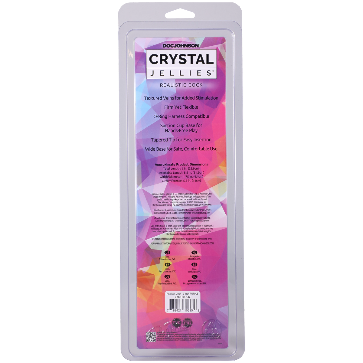Crystal Jellies - Realistic Cock - 9 Inch Purple