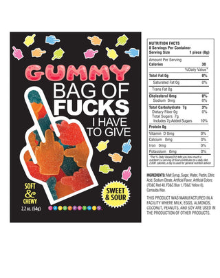 Bag of Fucks I Have to Give, Sour Gummy 2.2oz