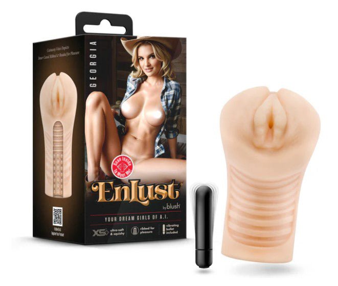 Enlust Georgia Male Masturbator With Bullet Vibrator - Beige