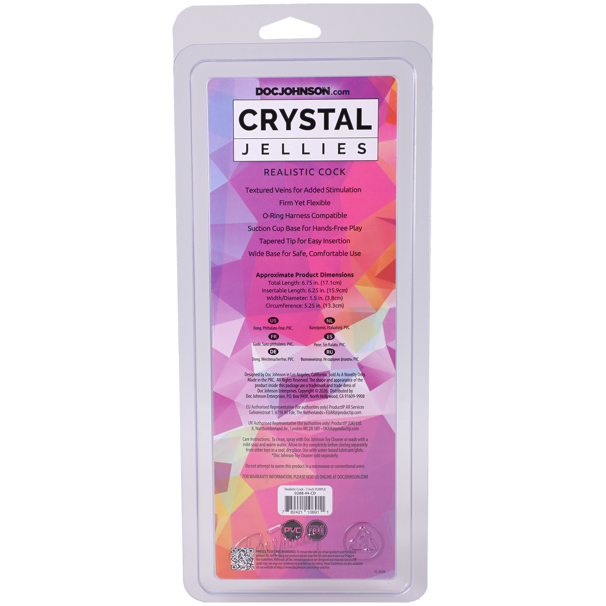 Crystal Jellies - Realistic Cock - 7 Inch Purple