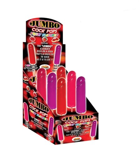 Jumbo Cock Pops - 6 Piece Display - Assorted Fruit Flavors - TruLuv Novelties