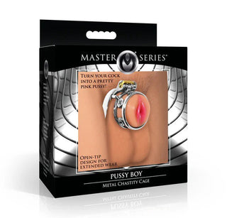 Pussy Boy Metal Chastity Cage - Silver