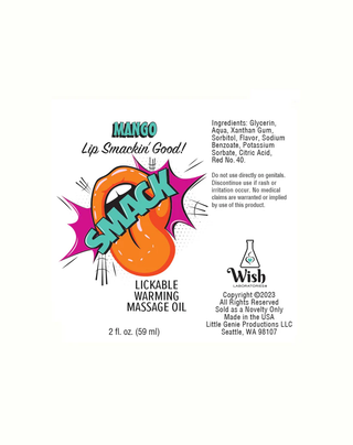 Smack Lickable Massage Oil Mango 2oz