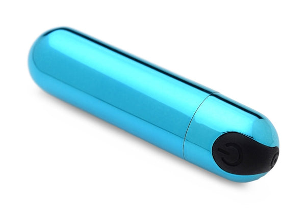 10x Rechargeable Vibrating Metallic Bullet - Blue - TruLuv Novelties