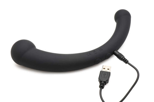 10x Vibra - Crescent Silicone Dual Ended Dildo - Black - TruLuv Novelties