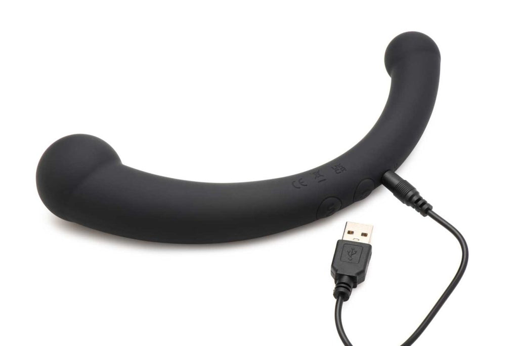 10x Vibra - Crescent Silicone Dual Ended Dildo - Black - TruLuv Novelties