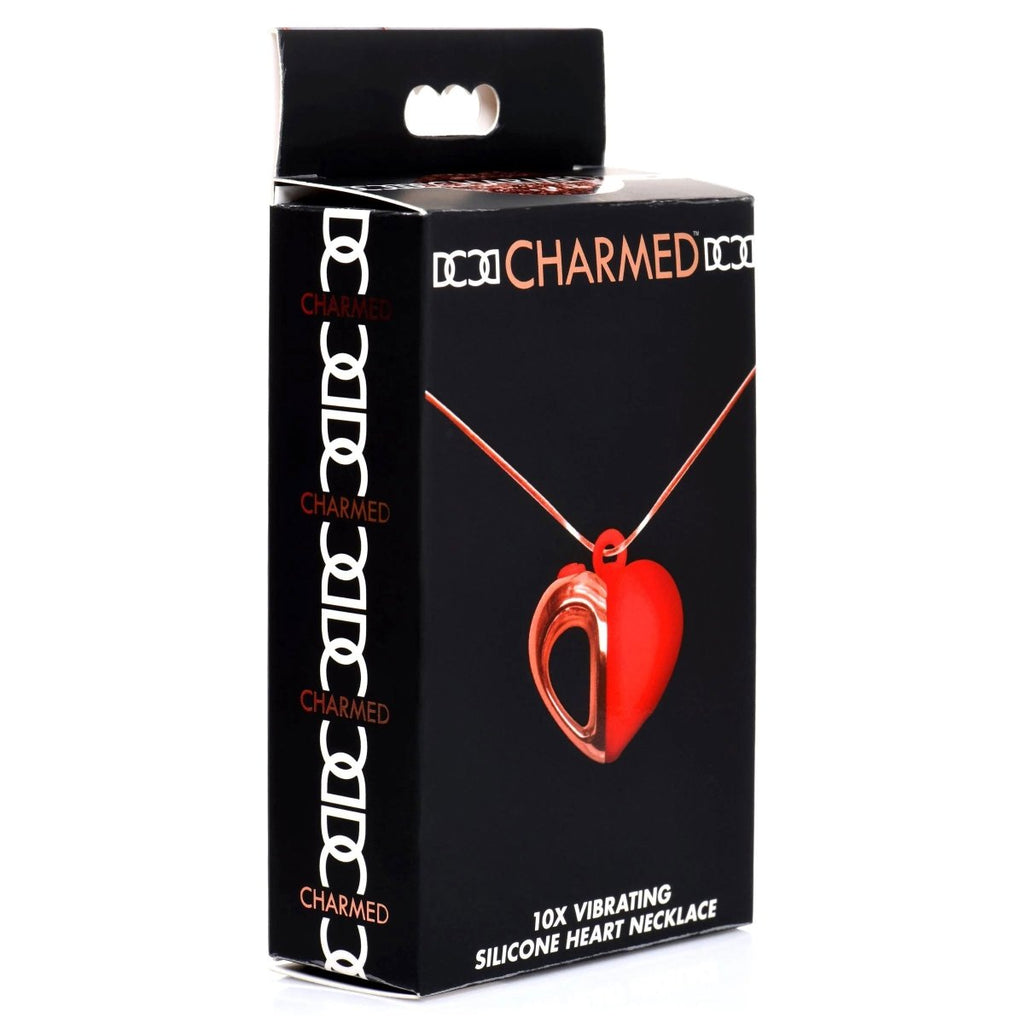 10x Vibrating Silicone Heart Necklace - Rose Gold/ Red - TruLuv Novelties