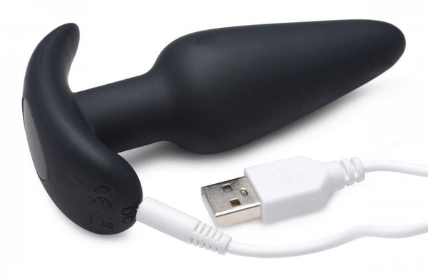 21x Silicone Butt Plug With Remote - Black - TruLuv Novelties