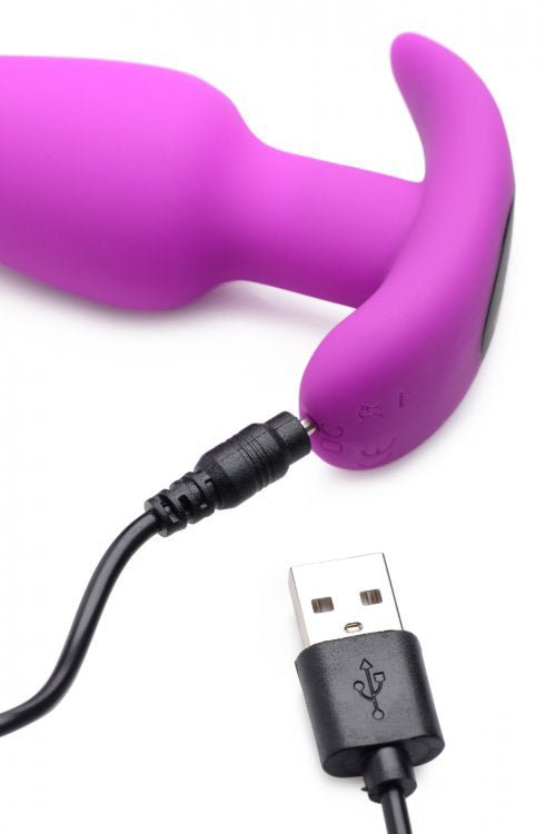 21x Silicone Butt Plug With Remote - Purple - TruLuv Novelties