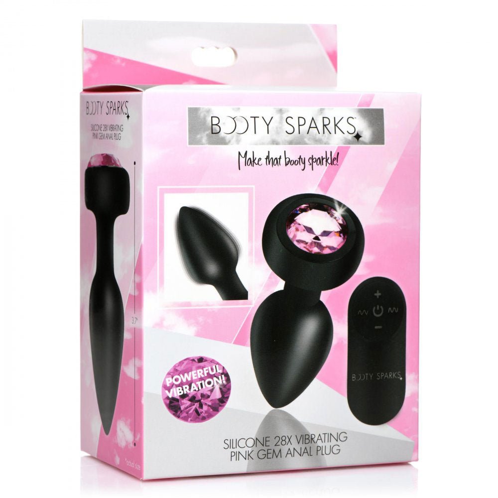 28x Silicone Vibrating Pink Gem Anal Plug With Remote - Small - TruLuv Novelties