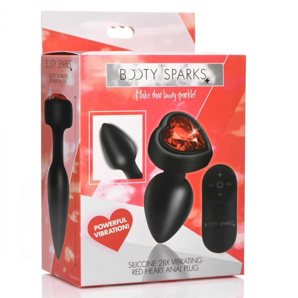 28x Silicone Vibrating Red Heart Anal Plug With Remote - Small - TruLuv Novelties
