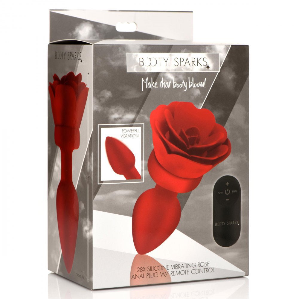 28x Silicone Vibrating Rose Anal Plug With Remote - TruLuv Novelties