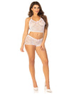 2pc Mini Heart Trimmed Cami and Short Panty - Short Panty - Os - White - TruLuv Novelties