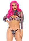 3 Pc Fishnet Bikini G-String and Crop Top - One Size - Multicolor - TruLuv Novelties