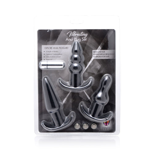 4 Piece Vibrating Anal Plug Set - Black - TruLuv Novelties