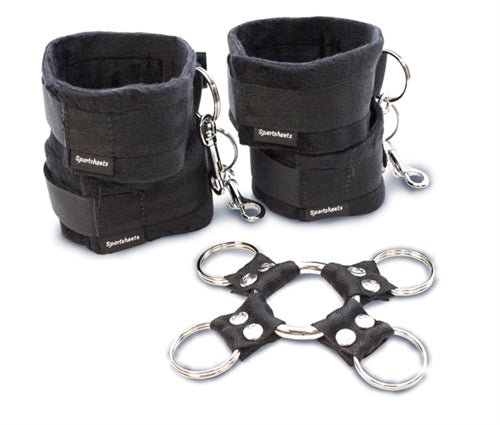 5 Piece Hog Tie and Cuff Set - Black - TruLuv Novelties