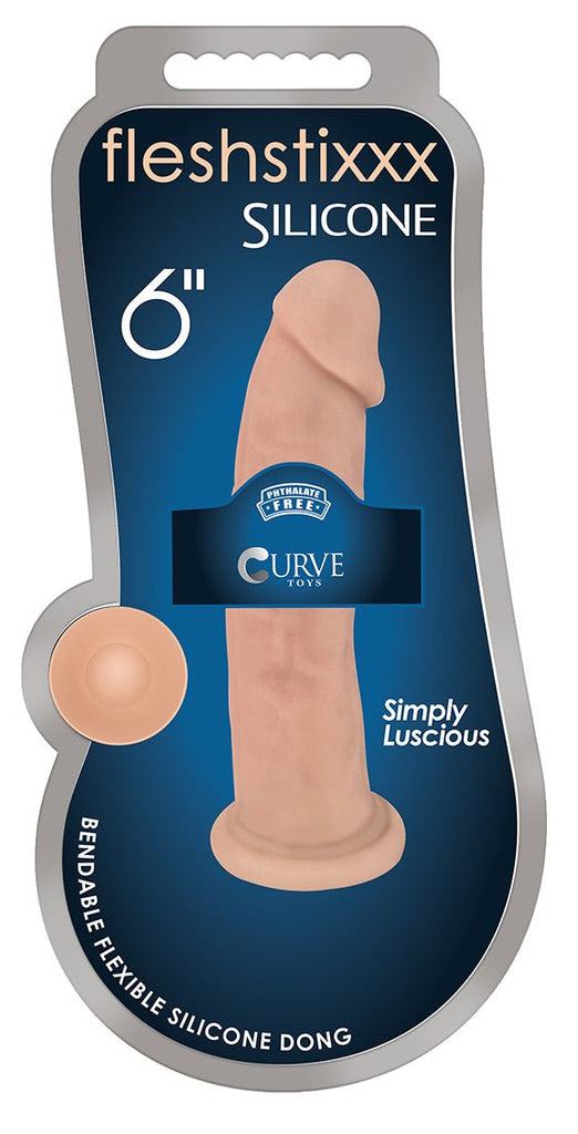 6 Inch Fleshstixxx Silicone Dildo W-o Balls - Vanilla - TruLuv Novelties