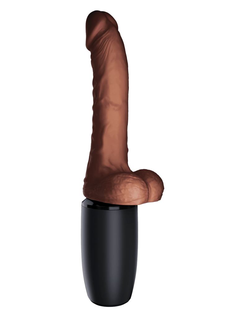 7.5 Inch Thrusting Cock With Balls - Brown - TruLuv Novelties