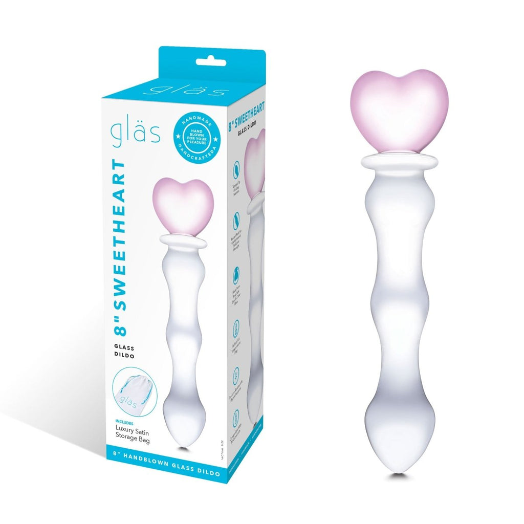 8 Inch Sweetheart Glass Dildo - Pink/clear - TruLuv Novelties