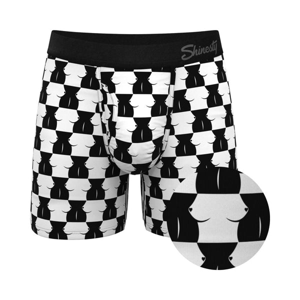 Shinesty The Chest Mate Checkered Ball Hammock Pouch Underwear with Fly XL