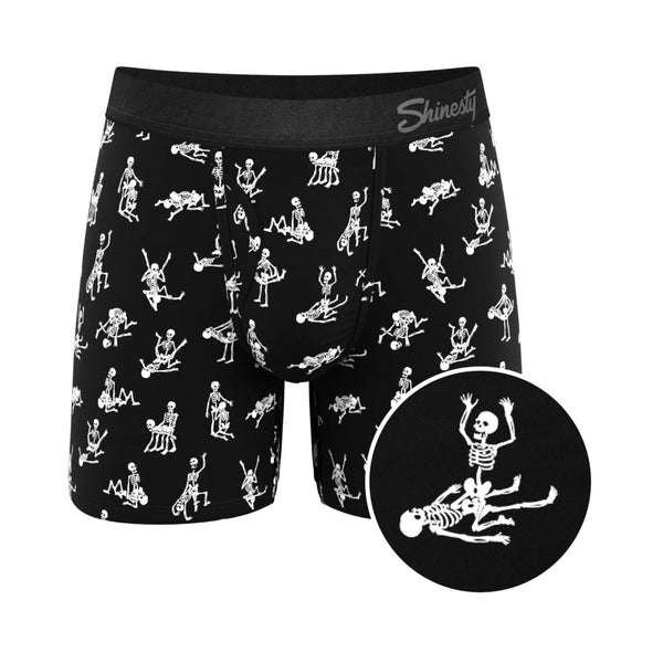 Shinesty The Bare Back Bones Glow-in-the-Dark Skeletons Ball Hammock Pouch Underwear with Fly M