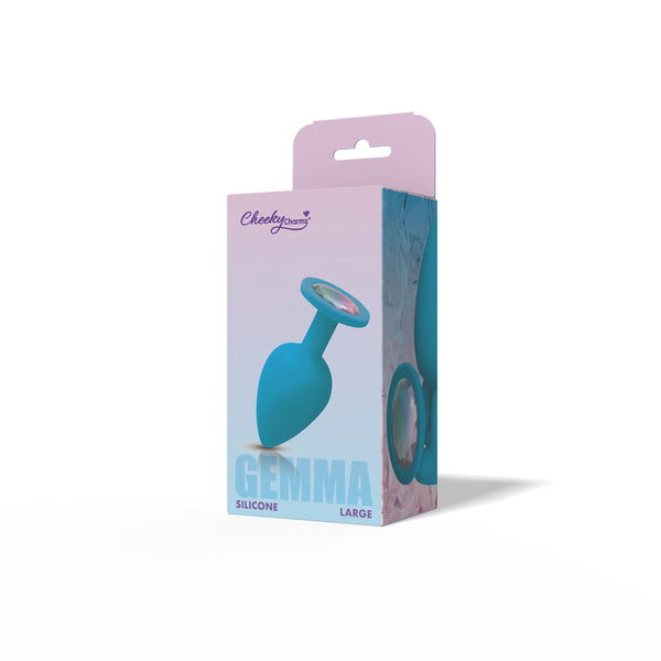 Gemma Clear Iridescent Gem Teal Silicone Plug - L