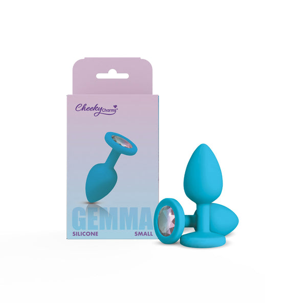 Gemma Clear Iridescent Gem Teal Silicone Plug - S