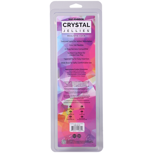 Crystal Jellies - Realistic Cock - 9 Inch Purple