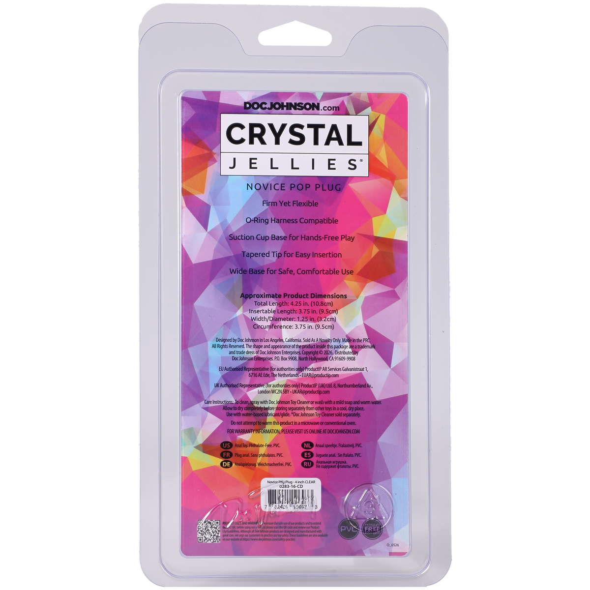 Crystal Jellies - Novice Pop Plug - 4 Inch Clear