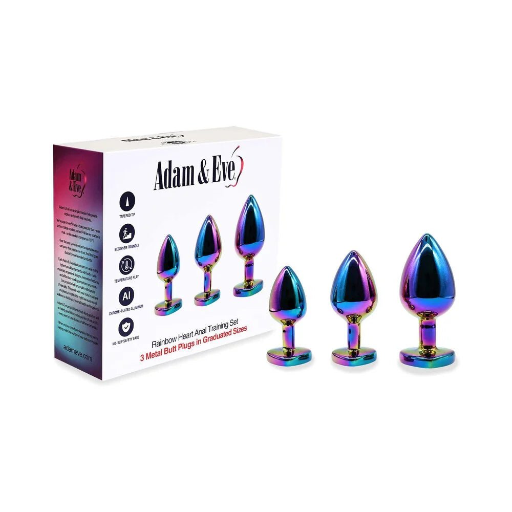 Adam & Eve Rainbow Heart Anal Plug Training Set - TruLuv Novelties