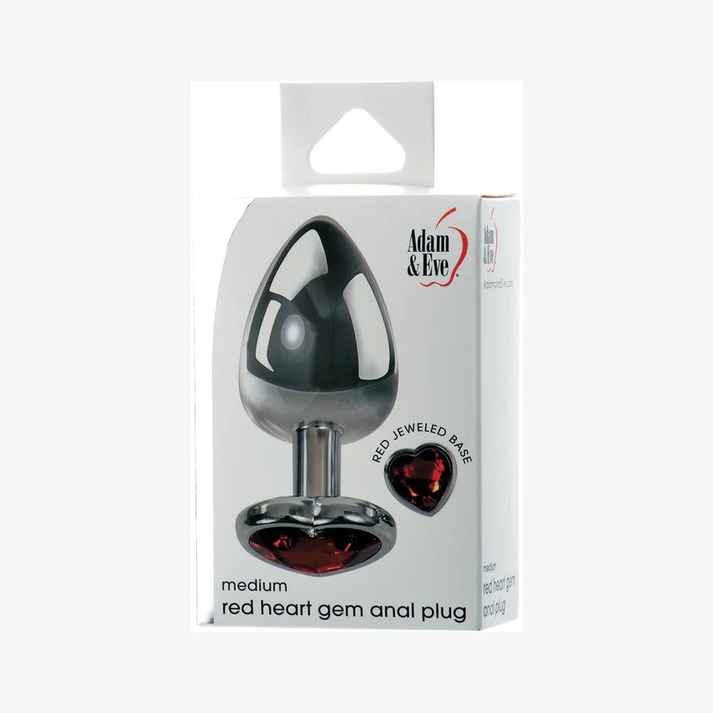 Adam & Eve Red Hearts Gem Anal Plug Medium - TruLuv Novelties