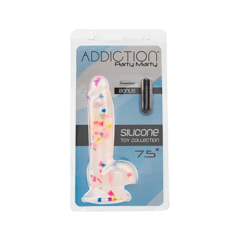 Addiction Silicone Toy Collection Party Marty 7.5 in. Dildo Frost Confetti - TruLuv Novelties