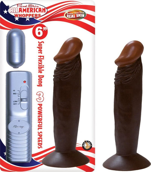 Afro American Whoppers 6 Inch Vibrating Dong With Bullet - Brown - TruLuv Novelties