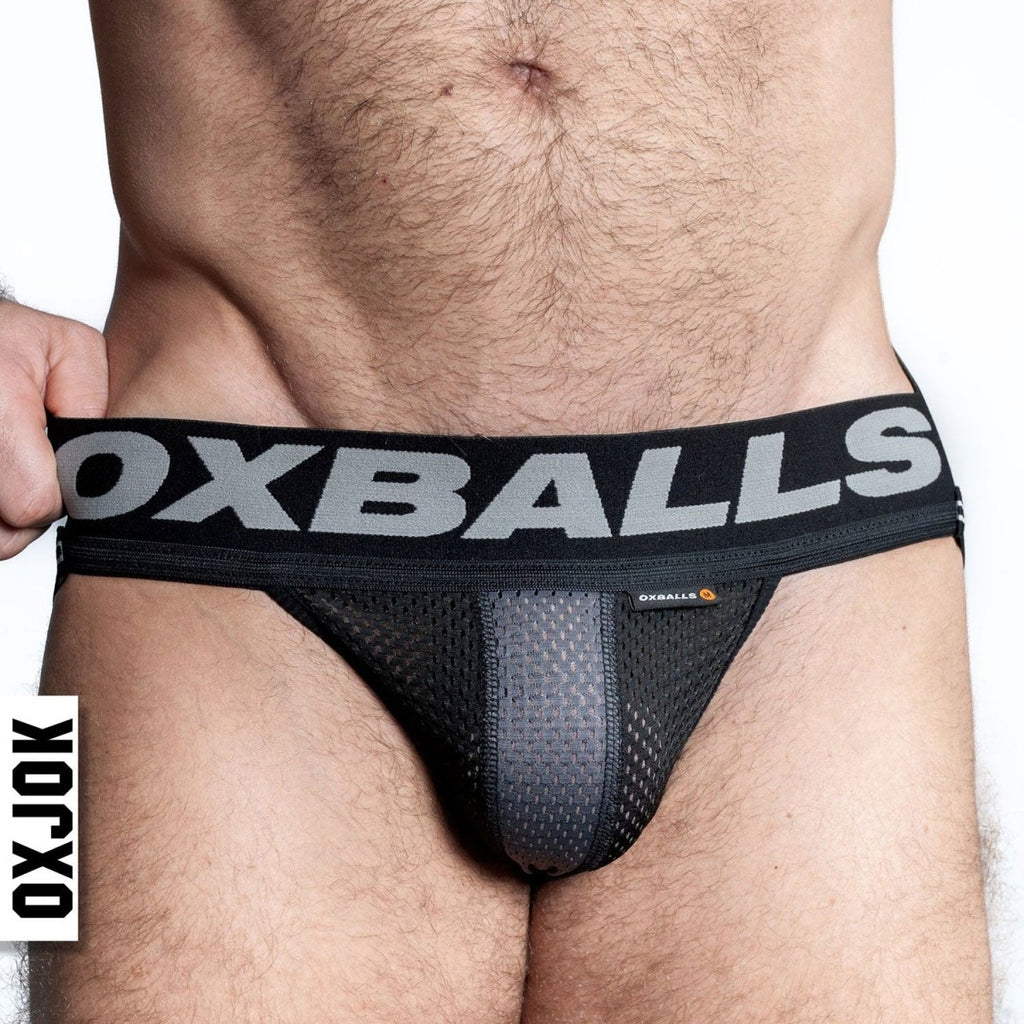 Airmesh Upthrust Slider - Strap Jock Tar Black Large - TruLuv Novelties