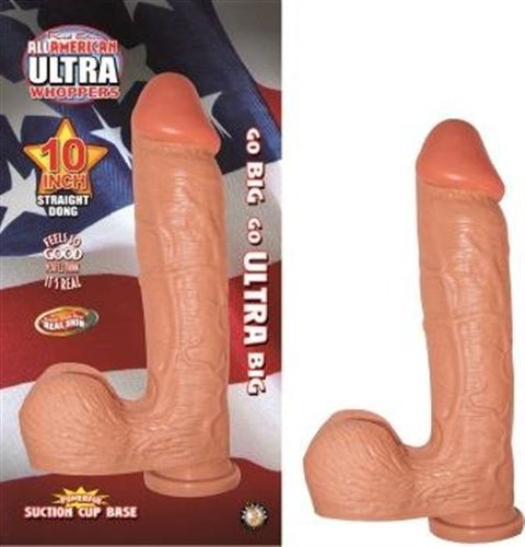All American Ultra Whoppers - 10 in Straight Dong -Flesh - TruLuv Novelties