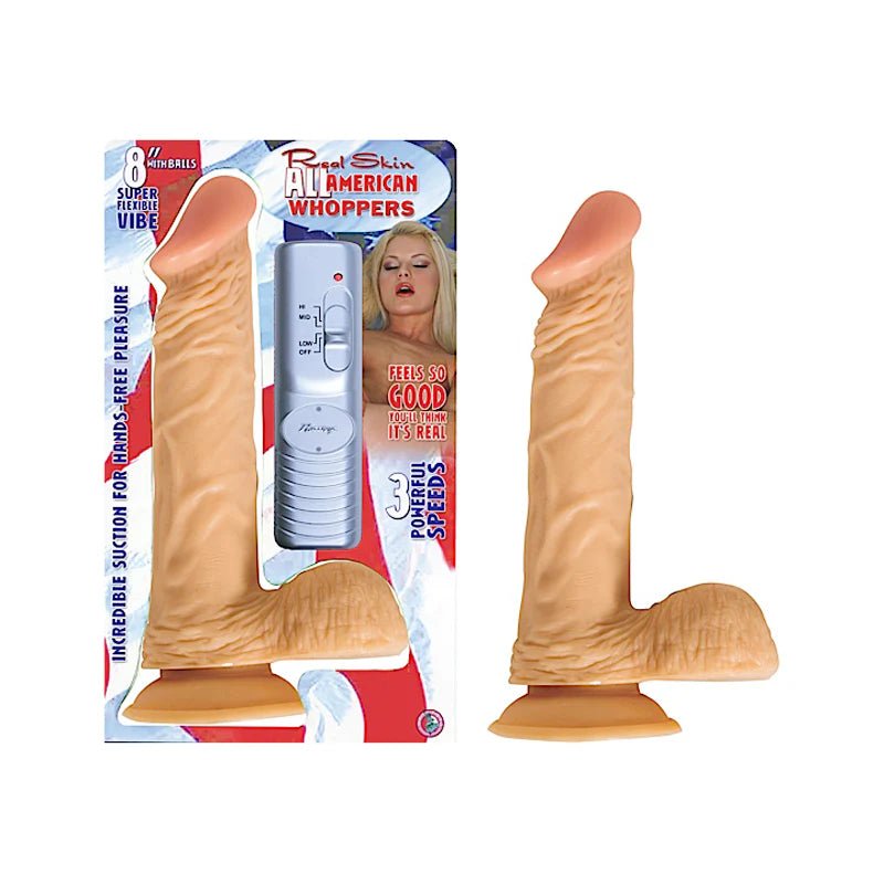 All American Whoppers 8in. Vibrating Dong with Balls - TruLuv Novelties