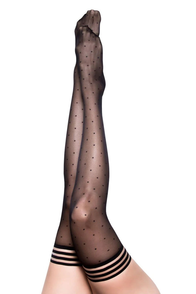 Ally - Polka Dot Thigh High - Size - Black - TruLuv Novelties