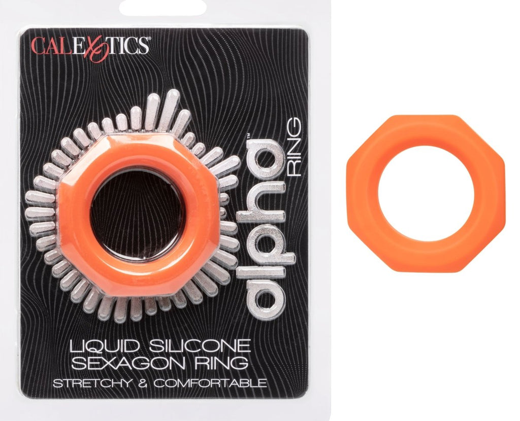 Alpha Liquid Silicone Sexagon Ring - Orange - TruLuv Novelties