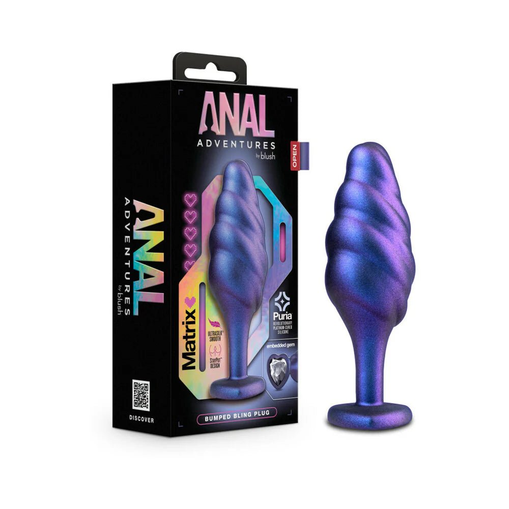 Anal Adventures Matrix Silicone Bumped Bling Plug Sapphire