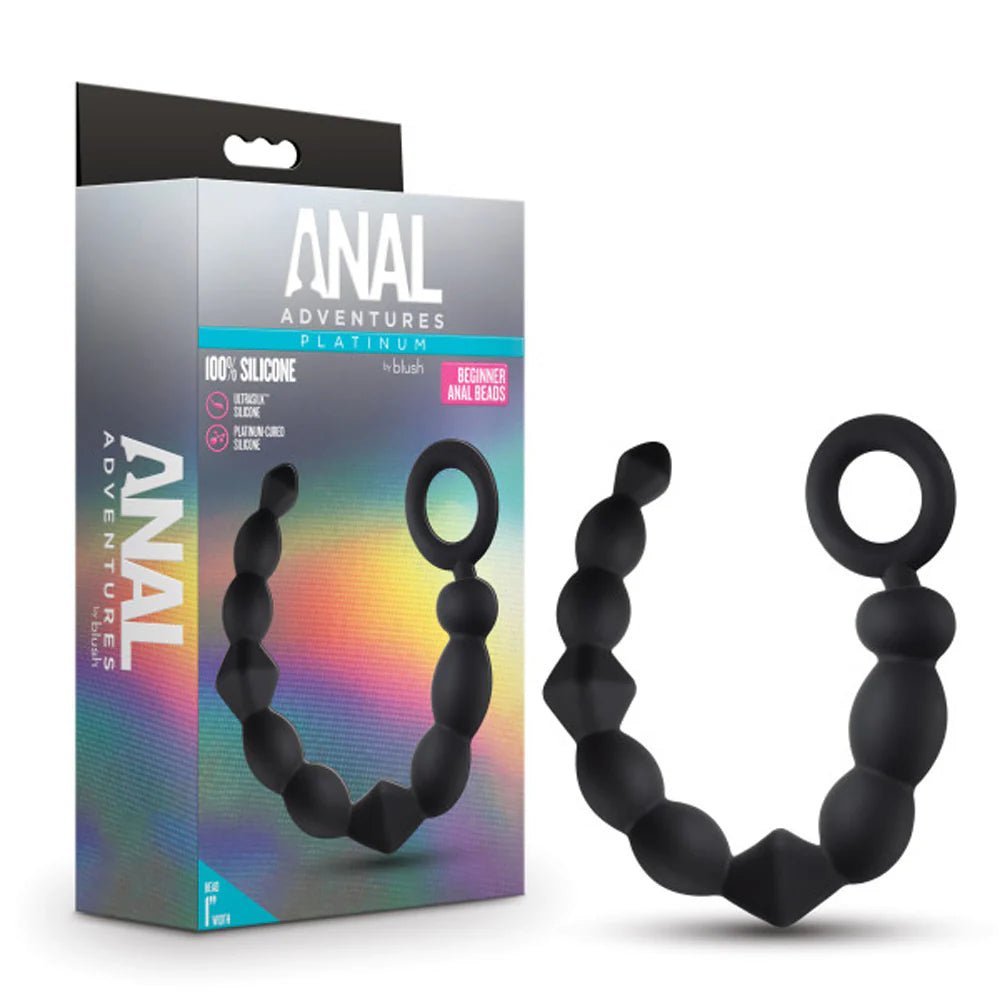 Anal Adventures Platinum Silicone Beginner Anal Beads Black - TruLuv Novelties