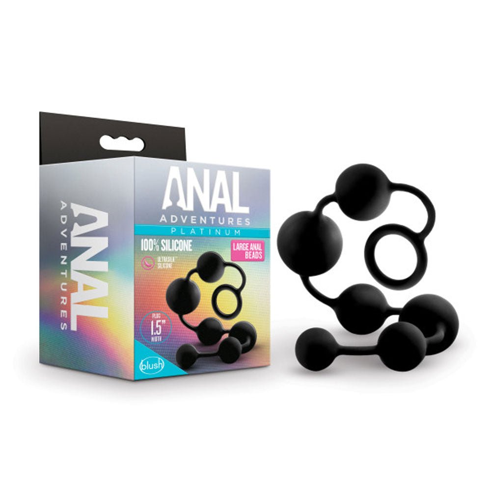 Anal Adventures - Platinum - Silicone Large Anal Beads - Black - TruLuv Novelties