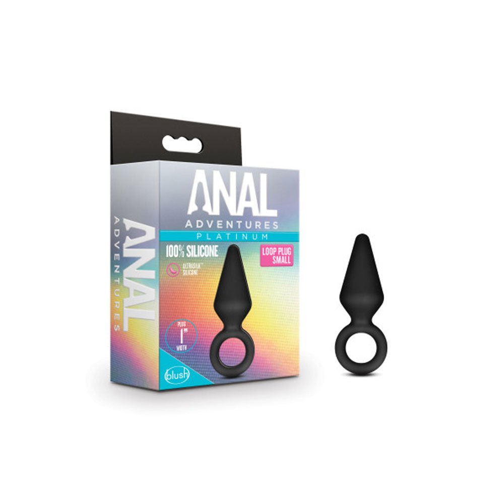 Anal Adventures - Platinum - Silicone Loop Plug - Small - Black - TruLuv Novelties
