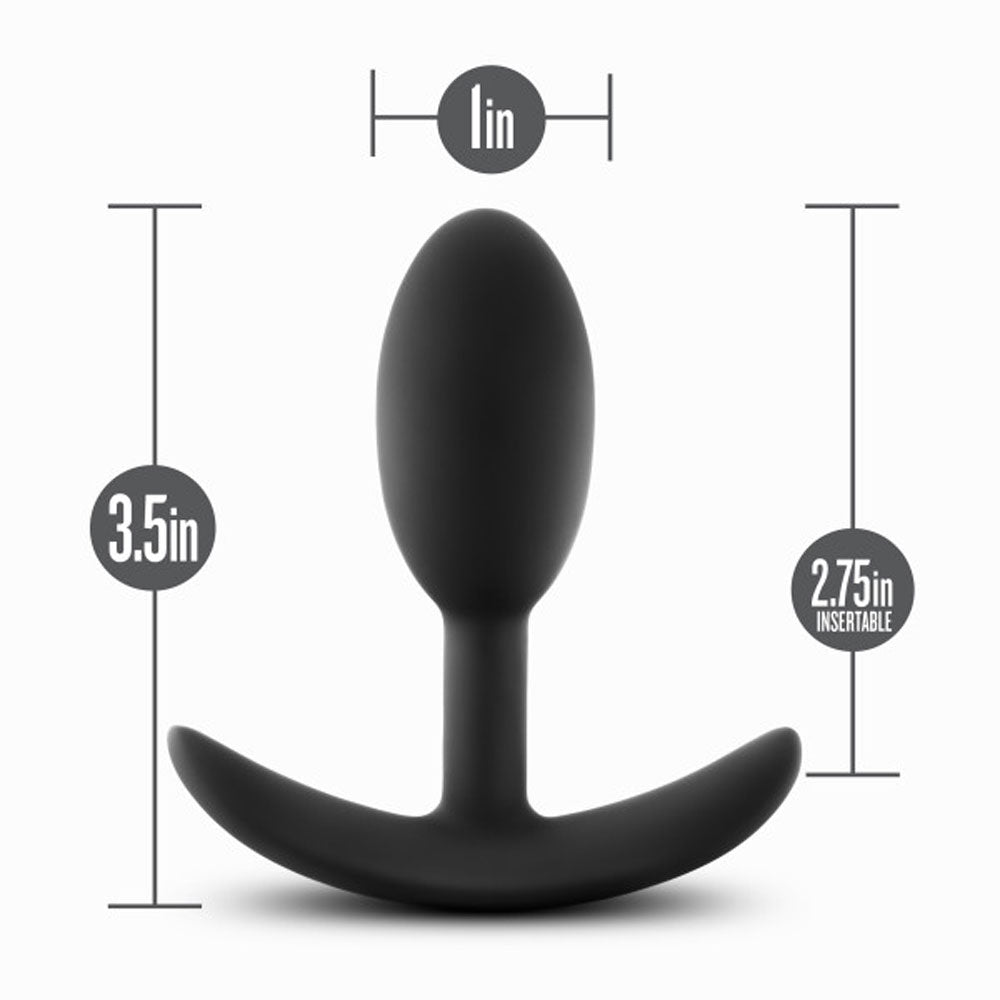 Anal Adventures - Platinum - Silicone Vibra Slim Plug - Small - Black - TruLuv Novelties