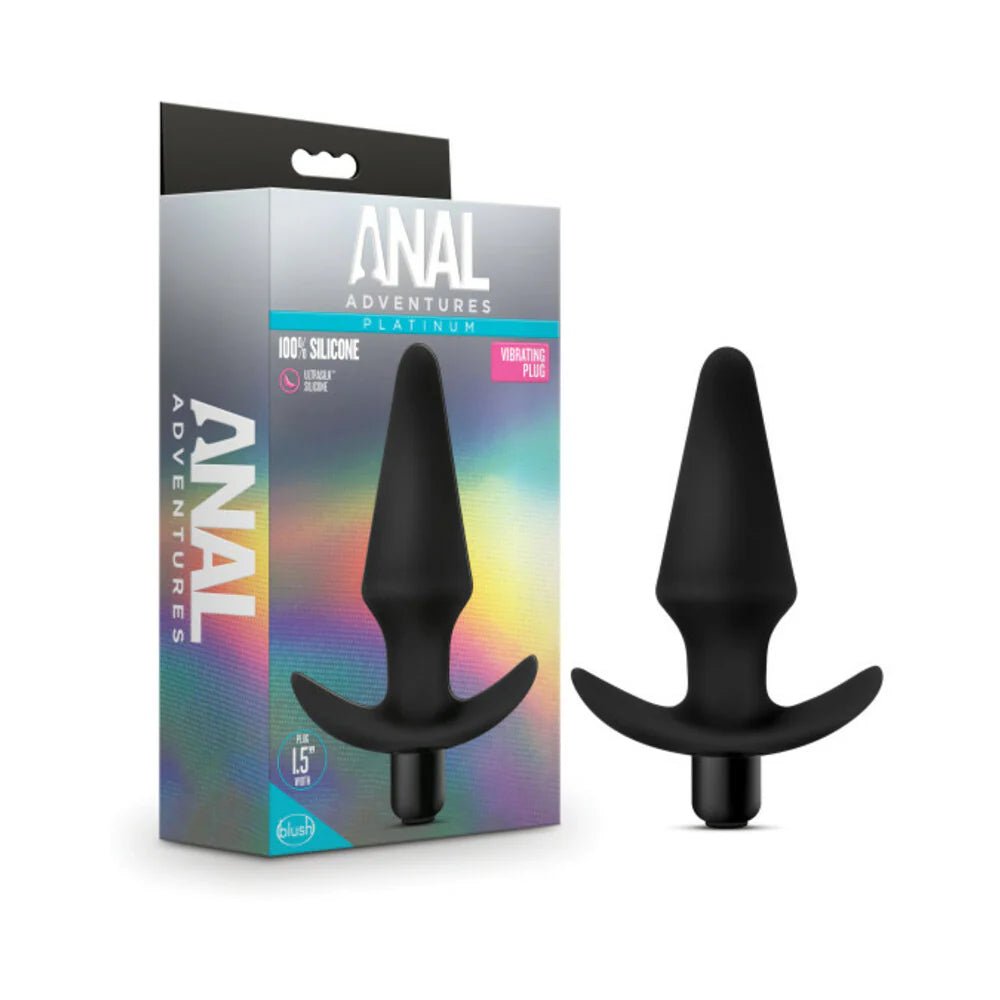 Anal Adventures Platinum Silicone Vibrating Plug Black - TruLuv Novelties