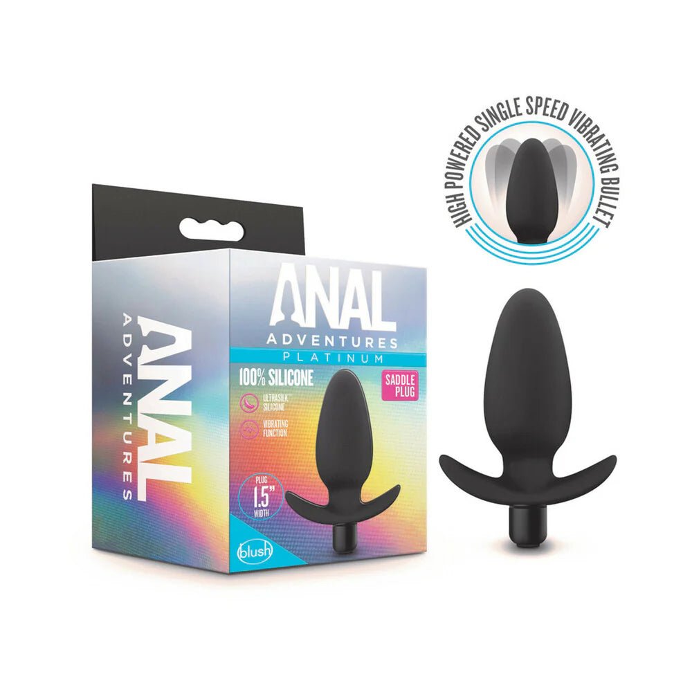 Anal Adventures Platinum Silicone Vibrating Saddle Plug Black - TruLuv Novelties