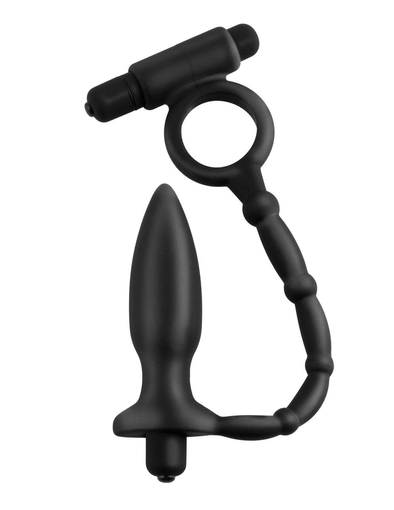 Anal Fantasy Collection Ass Kicker With Cockring - Black - TruLuv Novelties