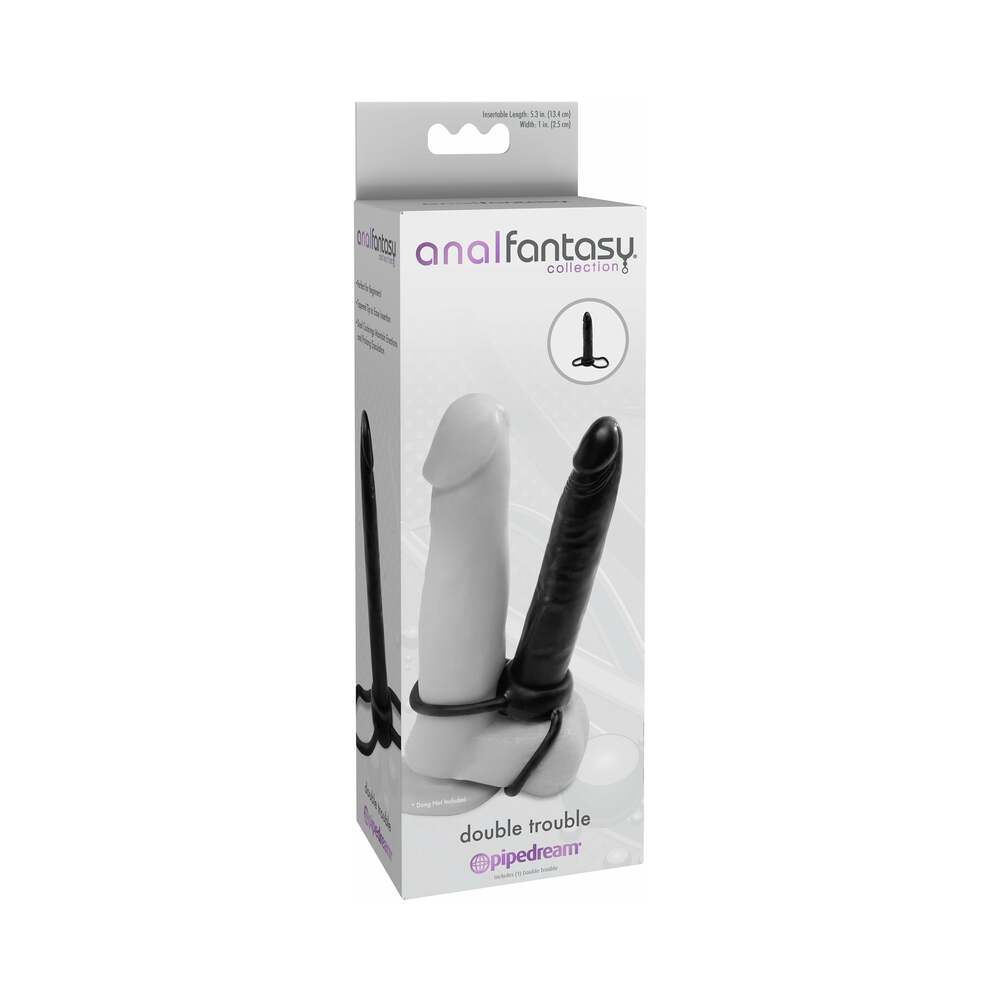 Anal Fantasy Collection Double Trouble 6 in. Dual - Entry Strap - On Dildo Black - TruLuv Novelties